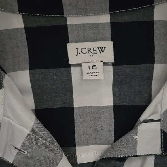 Navy and White Checkered Shirt Dress - Picture 2 of 3